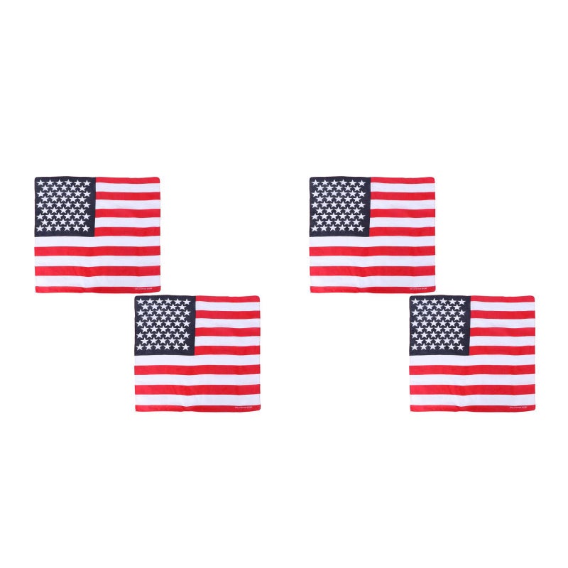 4 pcs Flag Print Small Bandanas Diy Headband Neck Scarf Hair Tie Fashionable Patriotic Scarf For Travel Outdoor Sports And Styling - Image 1