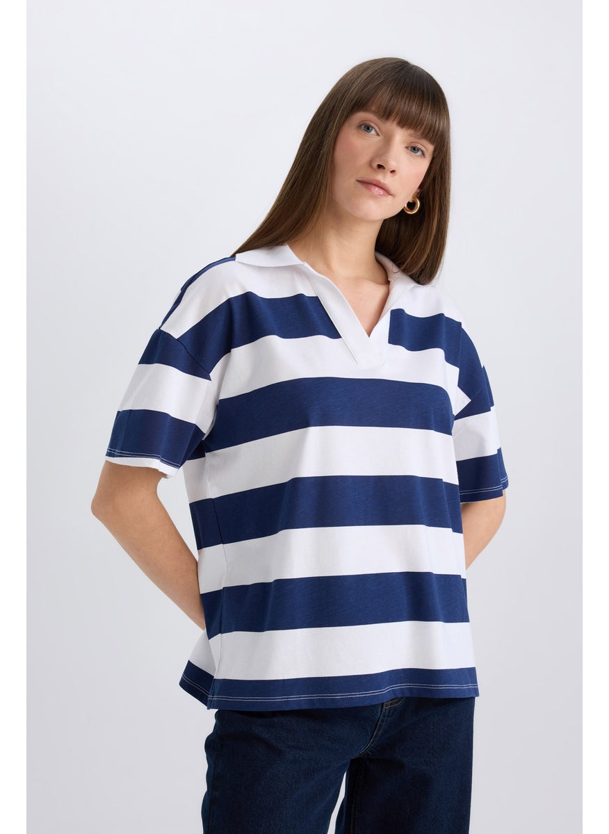 DeFacto Woman Relax Fit Casual Cotton Polo Shirt  - Image 4