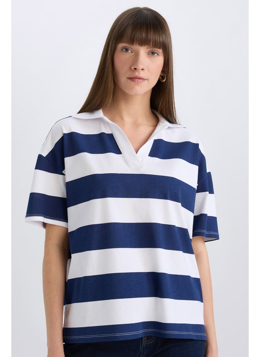 DeFacto Woman Relax Fit Casual Cotton Polo Shirt  - Image 1