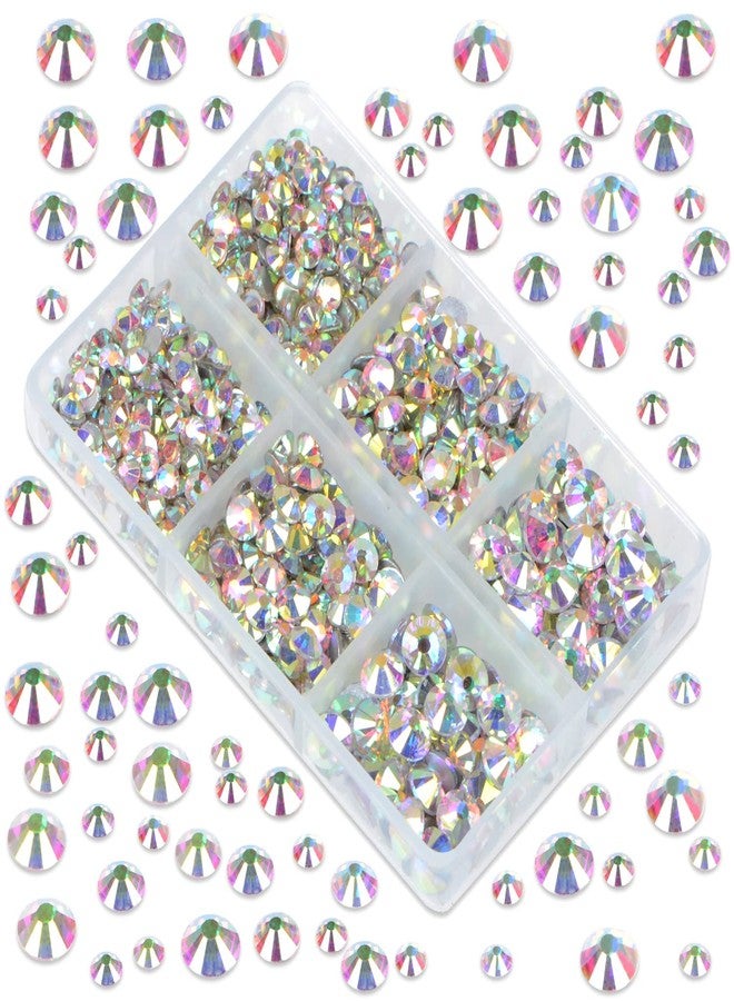 LPBeads 6000 Pieces Clear AB Non Hotfix Rhinestones 6 Sizes Round Crystal Glass Flat Back Rhinestones with Tweezers and Picking Pen for Nail Art Crafts Clothes Bags DIY - Image 3