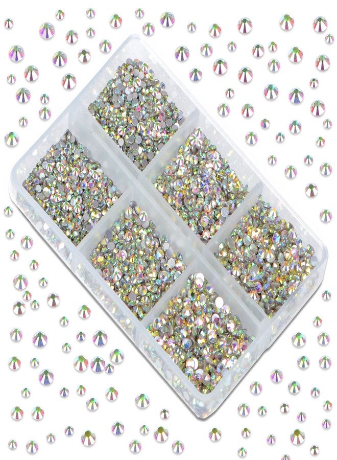 LPBeads 6000 Pieces Clear AB Non Hotfix Rhinestones 6 Sizes Round Crystal Glass Flat Back Rhinestones with Tweezers and Picking Pen for Nail Art Crafts Clothes Bags DIY - Image 4
