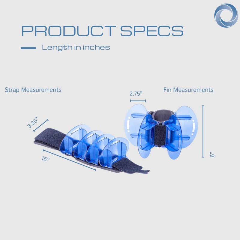 Aqualogix High Resistance Hybrid Aquatic Exercise Fin Set - Blue | Aquatic Cuffs | Quick Start Guide | Leg Water Weights | Strength & Swim Training | Exercise Equipment for Pools | Pair (HRPCFIN) - Image 3