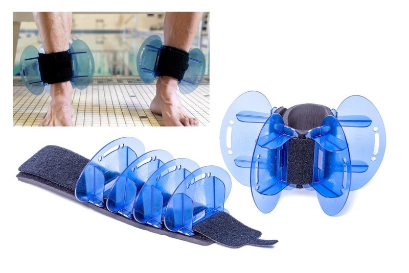 Aqualogix High Resistance Hybrid Aquatic Exercise Fin Set - Blue | Aquatic Cuffs | Quick Start Guide | Leg Water Weights | Strength & Swim Training | Exercise Equipment for Pools | Pair (HRPCFIN) - Image 1