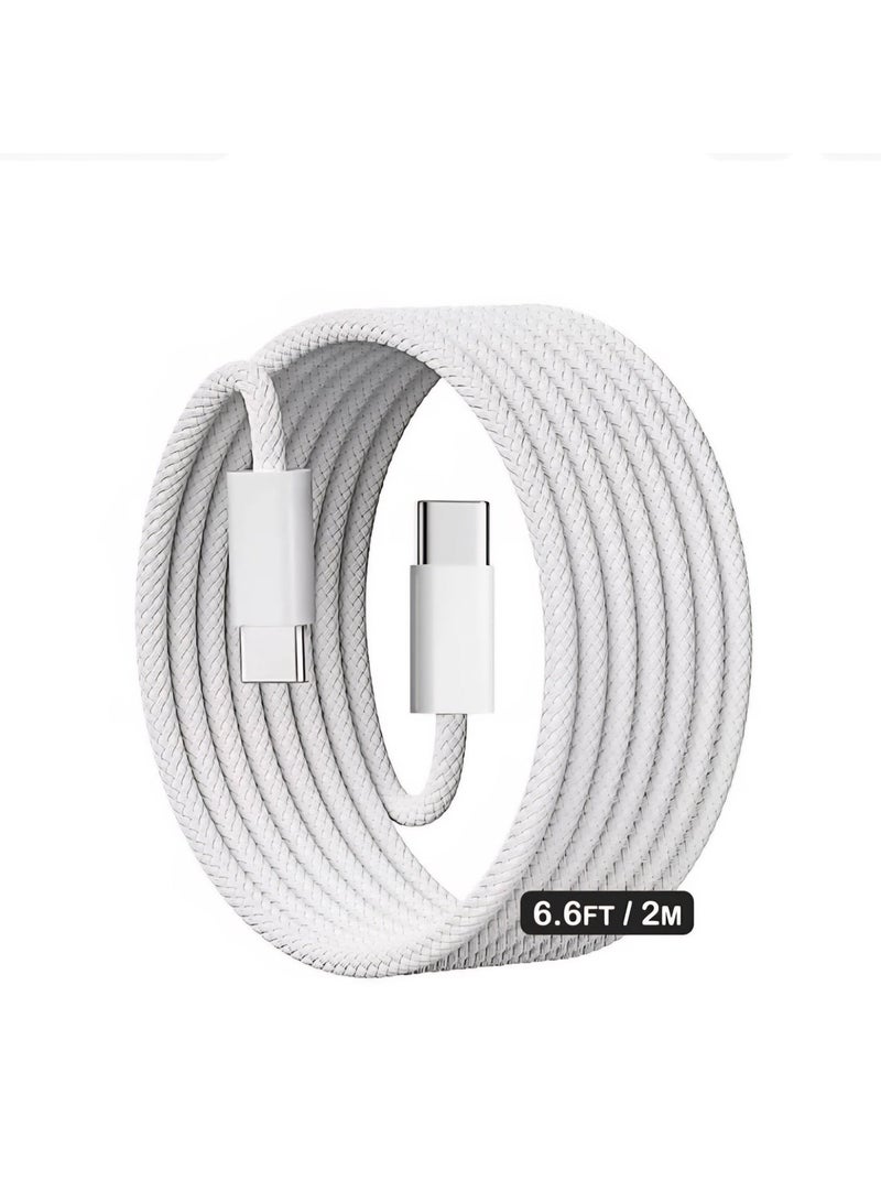 تيتاس كابل شحن سريع USB-C (2 متر) عالي السرعة لنقل البيانات والشحن من النوع C إلى النوع C بتقنية PD، سلك مضفر متين للهواتف الذكية والأجهزة اللوحية وأجهزة الكمبيوتر المحمولة وأجهزة MacBook وiPad وأجهزة Samsung وHuawei وغيرها - Image 3