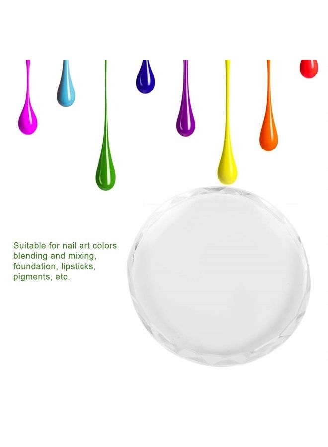 Sonew Nail Art Palette Makeup Palette Glass Nail Art Palette Nail Art Display Cosmetic Mixing Tools Nail Art Painting Color Toning Glass DIY Tool Drawing Color Dish Glue Holder(Round glass sheet 02) - Image 2