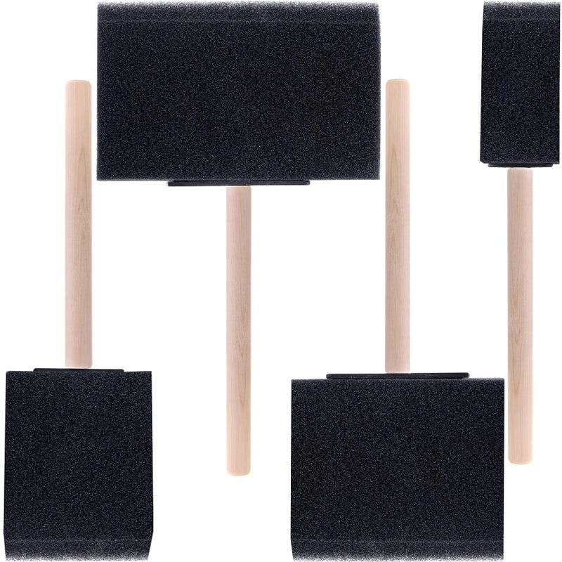 CustomyLife 4 Pcs Foam Paint Brushes, 4 Sizes Wood Handle Sponge Paint Brush 1" 2" 3" 4" for Details, Staining, Varnishes, Large Area and DIY Craft Projects - Image 1