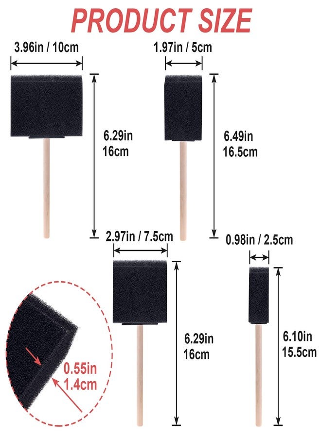 CustomyLife 4 Pcs Foam Paint Brushes, 4 Sizes Wood Handle Sponge Paint Brush 1" 2" 3" 4" for Details, Staining, Varnishes, Large Area and DIY Craft Projects - Image 3