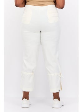 The Giving Movement Women Regular Fit Solid Tie Hem Jogger Pants, White  - Image 3