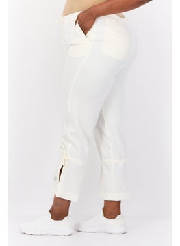 The Giving Movement Women Regular Fit Solid Tie Hem Jogger Pants, White  - Image 2