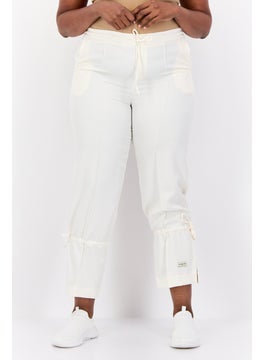 The Giving Movement Women Regular Fit Solid Tie Hem Jogger Pants, White  - Image 1