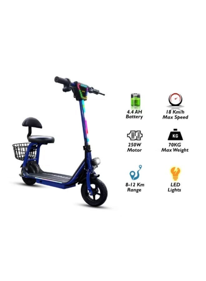 Winner Sky Mini Harley Pro Kids Electric Scooter with Seat, LED Lights, 36V 250W Motor & 13Ah Battery – Blue - Image 2