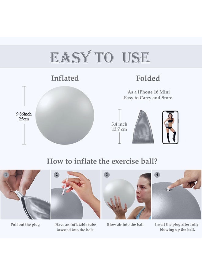 JIAROU Soft Pilates Ball 25 cm, Ideal Small Exercise Ball Between Knee Squeeze for Physical Therapy Yoga Core Medicine Abs Pt Bouncy, Mini Rubber Fitball Barre Workout Equipment for Women Men Kid Toddler(Grey）) - Image 5