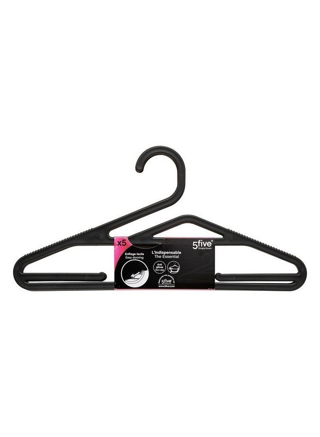 Five Simply Smart 5-Piece Hang'up Slim Non-Slip Cloth Hangers Black 20 x 0.5 x 41 cm 205584 - Image 2
