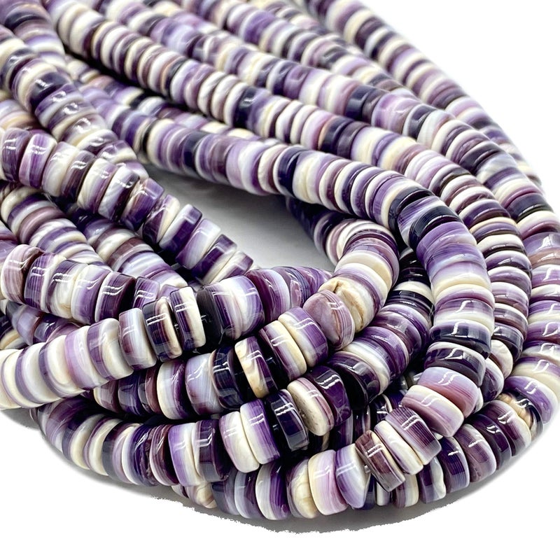 ABCGEMS New England WhiteLavender Wampum Shell Beads from Northeastern USA Americas First Currency from 16371673 Hand Polished for Maximum Luster  Rich Striations  Smooth Edges Heishi 12mm