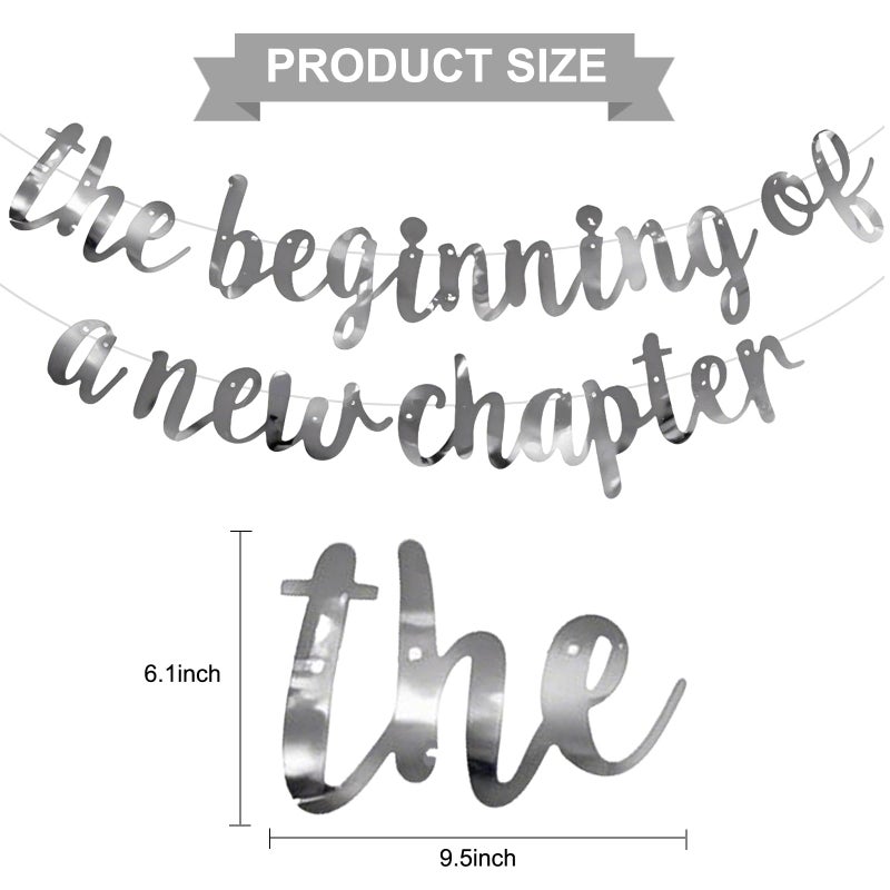 BEISHIDA Double-Sided Silver The Beginning of A New Chapter Banner,Farewell Book Themed Housewarming Party Congratulations Decorations,Going away party Retirement Garland,Graduation Sign 2026 Banner - Image 2