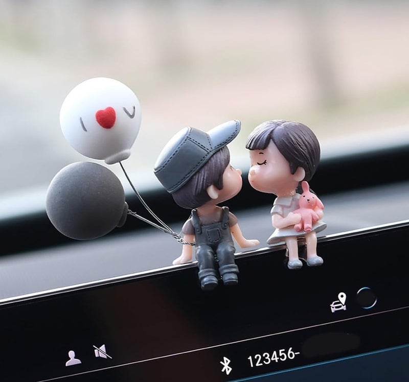 VRB Dec 1 Set of Car Dashboard Decoration Items/car Decor Accessories for Dashboard,Miniature Toys,Car Dashboard Interior Decoration Accessories for Car,SUV,etc. (CoupleMiniature with Ballon - 1 Set) Cross part assemble fit - Image 2
