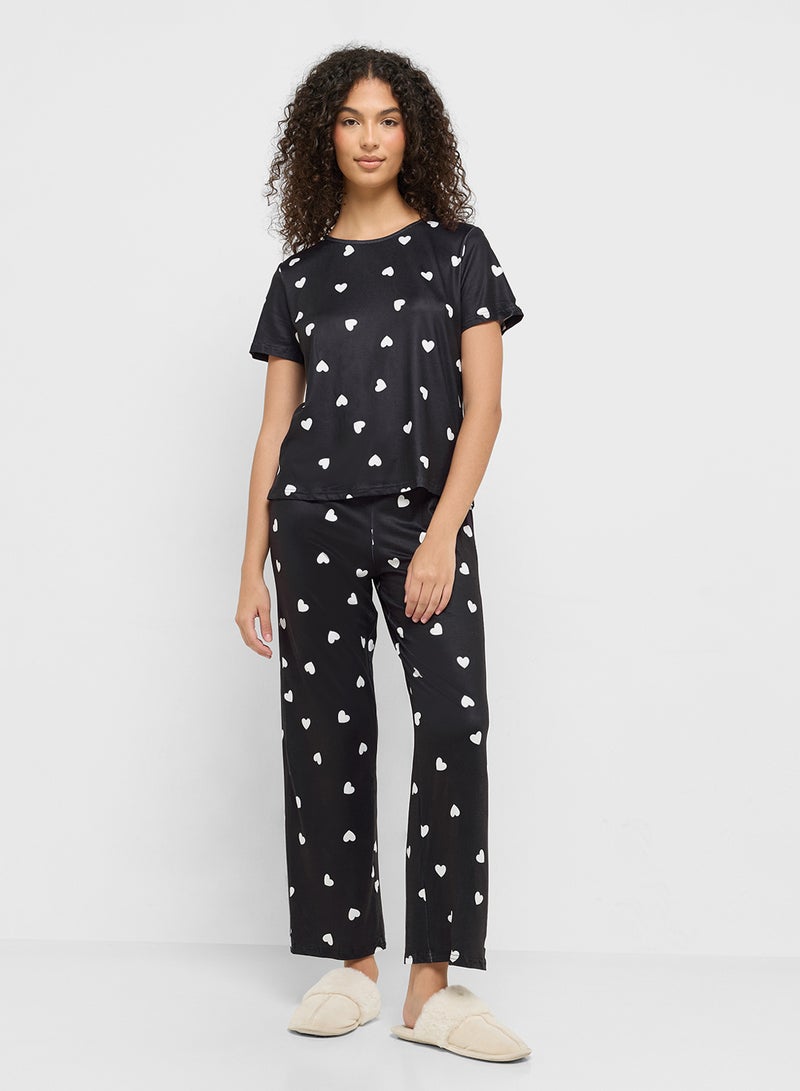 Ginger Heart Print T-Shirt & Pyjama Set  - Image 5