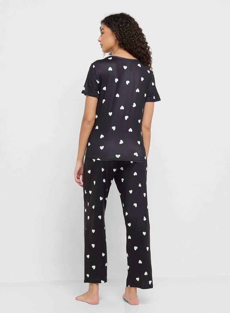 Ginger Heart Print T-Shirt & Pyjama Set  - Image 2
