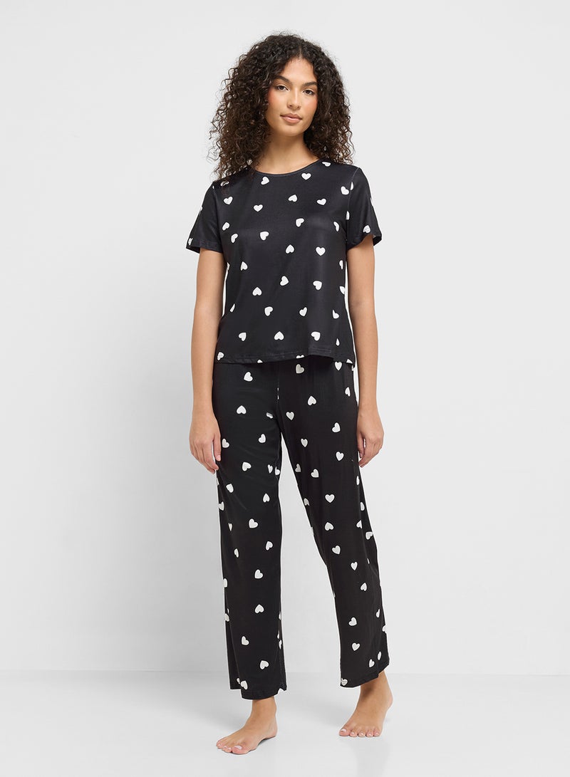 Ginger Heart Print T-Shirt & Pyjama Set  - Image 1