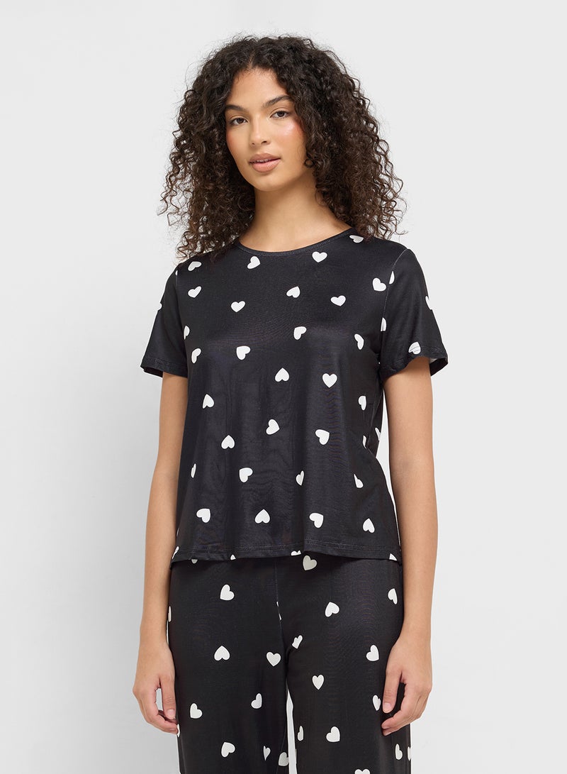 Ginger Heart Print T-Shirt & Pyjama Set  - Image 3