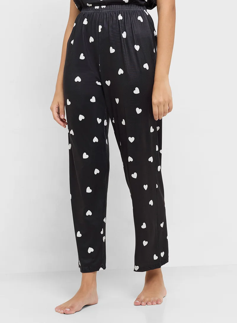 Ginger Heart Print T-Shirt & Pyjama Set