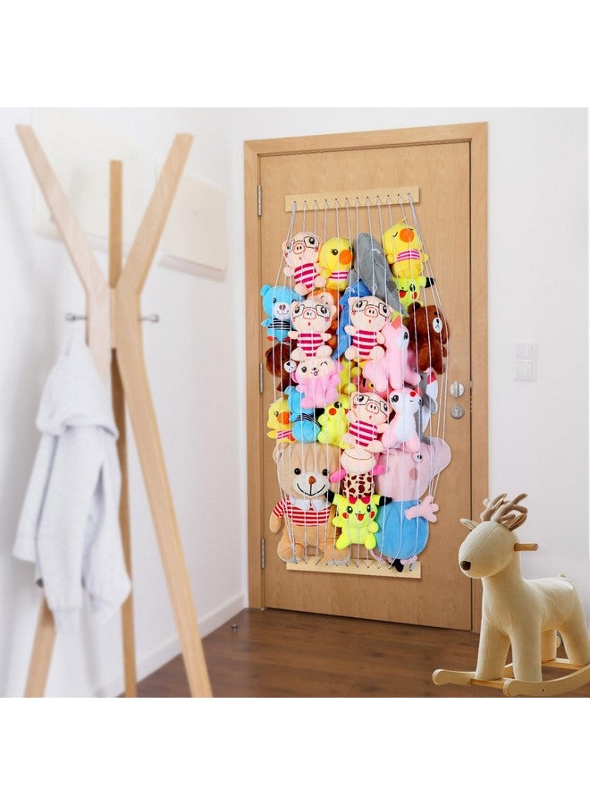 Vomelon Stuffed Animal Storage Hammock Wooden Plush Toy Organizer For Kids Room Décor Playroom Nursury Plush Toys Storage Caddy Decoration Wall Hanging Stuffed Animal Net Or Hammock Corner  - Image 5