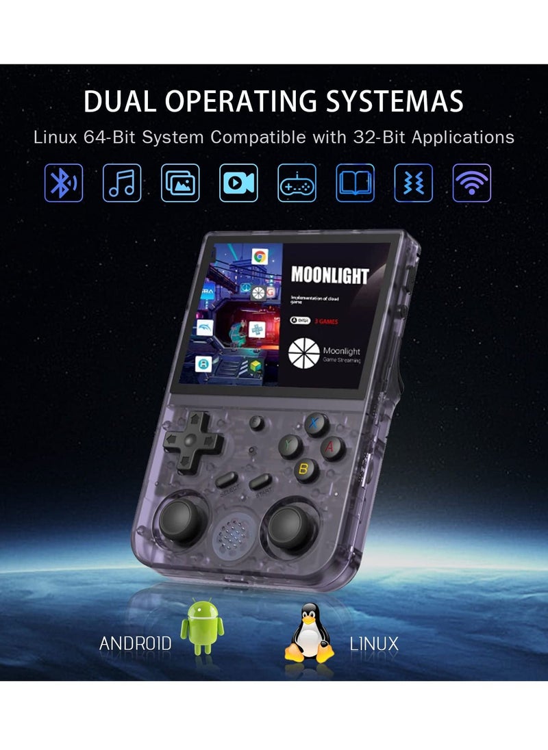 ANBERNIC  RG353V Retro Handheld Game with Dual OS Android 11 and Linux, RG353V with 64G TF Card Pre-Installed 4452 Games Supports 5G WiFi 4.2 Bluetooth (Transparent Purple, 64G)  - Image 2