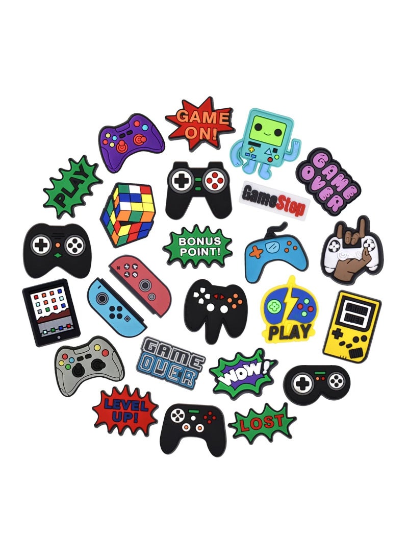 Excefore 25 Pcs Video Game Shoe Charms for Clog Shoe Decoration, Trendy Game Controller Charms Accessories Pack for Boy Girls Women Men, Cute Shoe Decoration Charms for Kids Party Gifts - Image 1