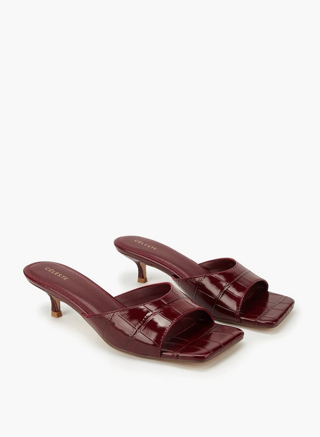 Celeste Women's Textured Slip-On Sandals with Kitten Heels - Image 2