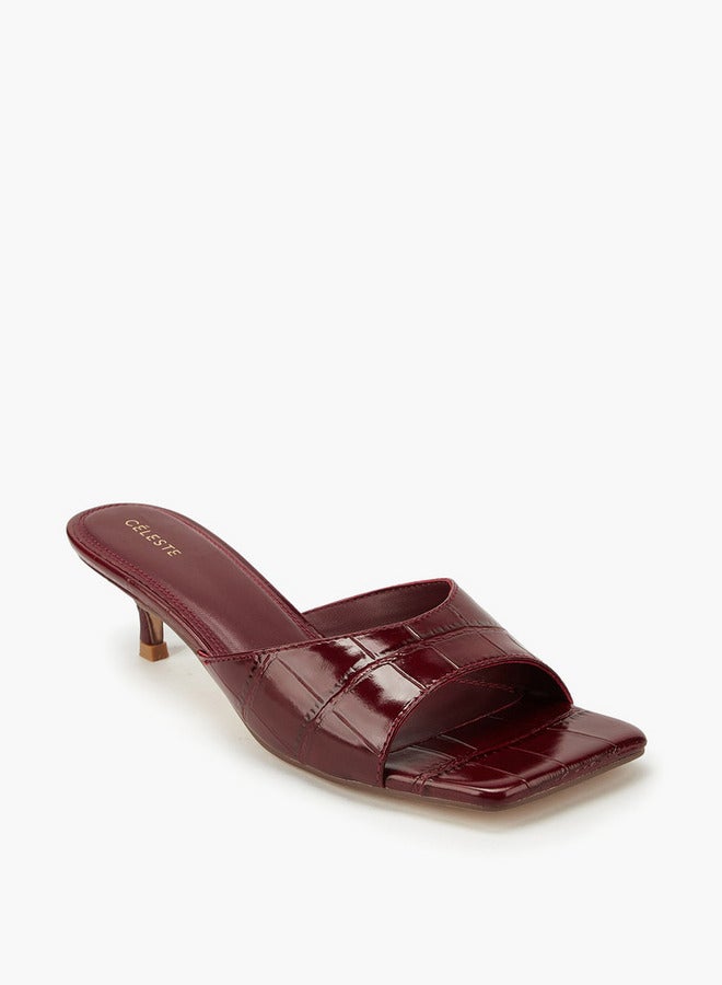 Celeste Women's Textured Slip-On Sandals with Kitten Heels - Image 3