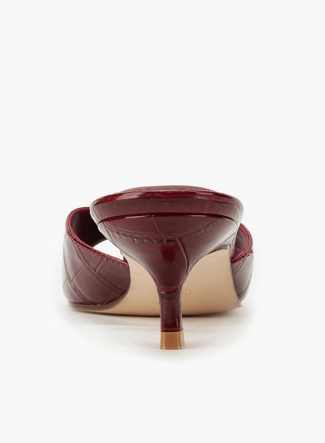 Celeste Women's Textured Slip-On Sandals with Kitten Heels - Image 5