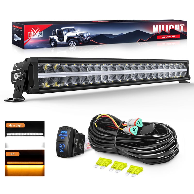 Nilight LED Light Bar with Amber DRL 30 Inch 240W AntiGlare Light - Image 2