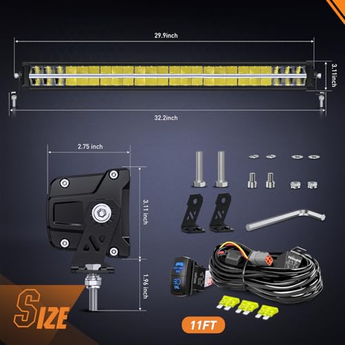 Nilight LED Light Bar with Amber DRL 30 Inch 240W AntiGlare Light - Image 4