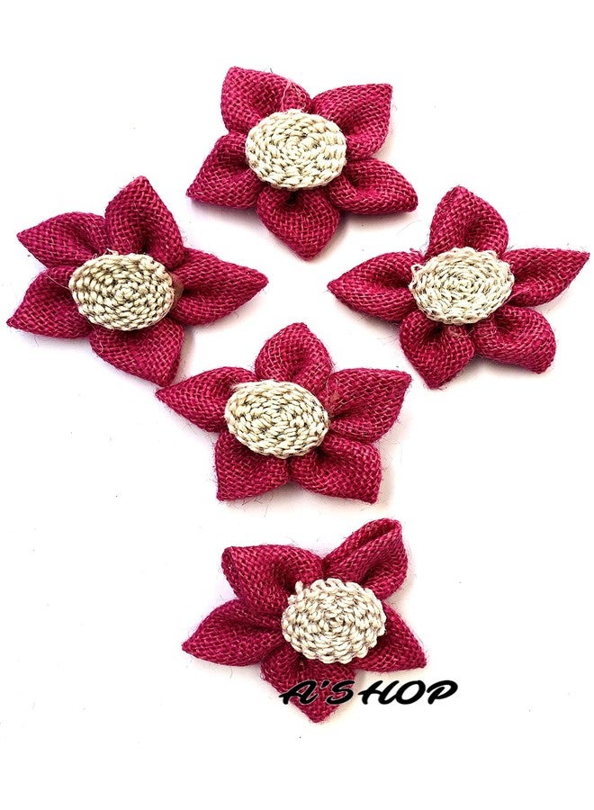 A'SHOP Decorative Handmade Jute Flowers for DIY Crafts Making Kids (Set of 5 Pieces) (Pink) - Image 2