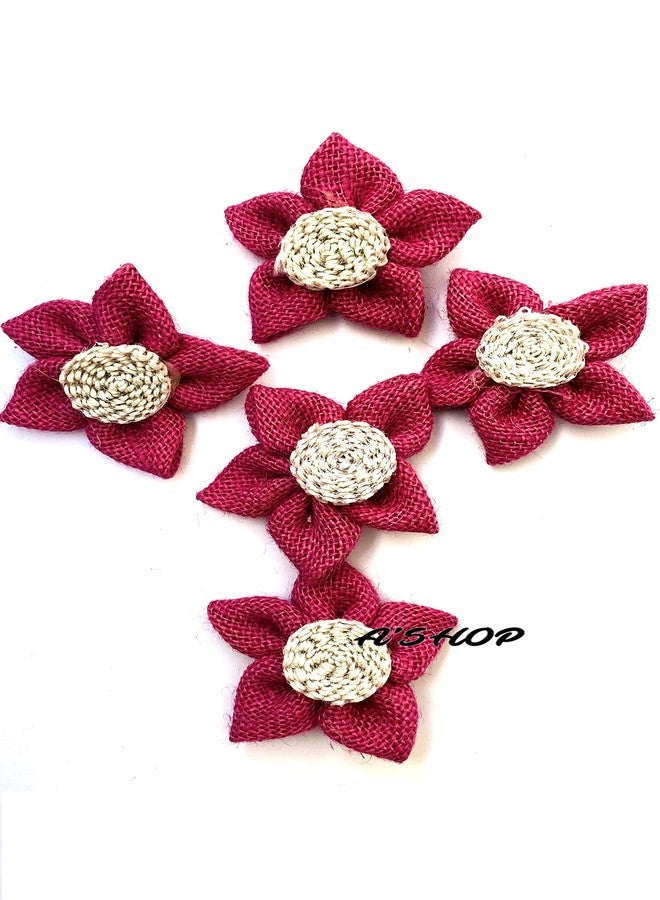 A'SHOP Decorative Handmade Jute Flowers for DIY Crafts Making Kids (Set of 5 Pieces) (Pink) - Image 3