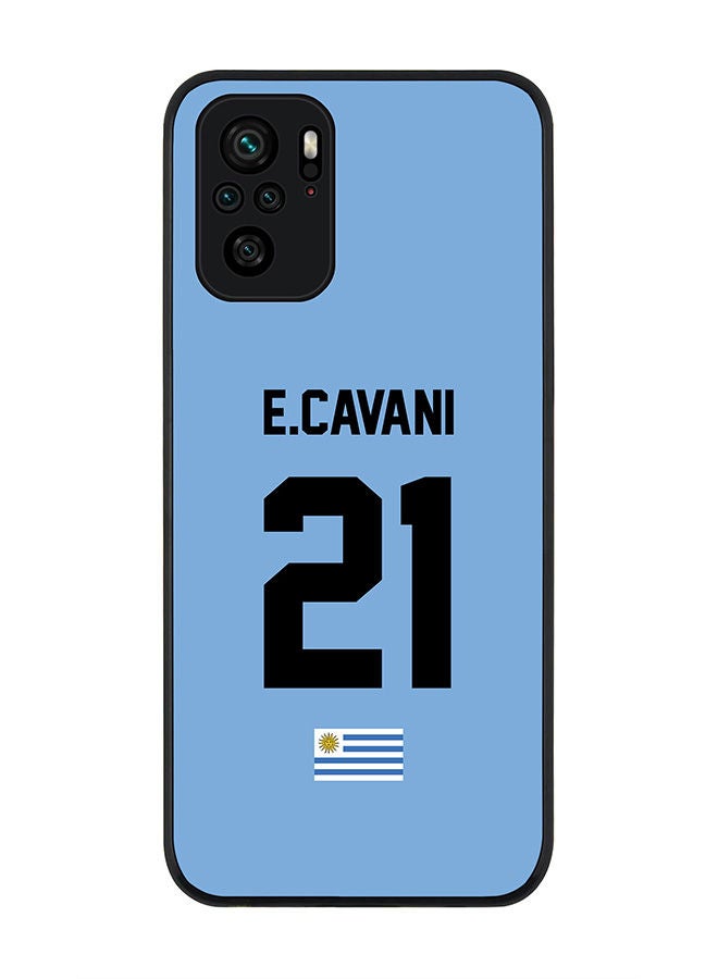 Stylizedd Rugged Black edge case for Redmi Note 10S/Redmi Note 10 4G Slim fit Soft Case Flexible Rubber Edges Anti Drop TPU Gel Thin Cover - Football Team - Uruguay  Player Name - E.Cavani - Image 1
