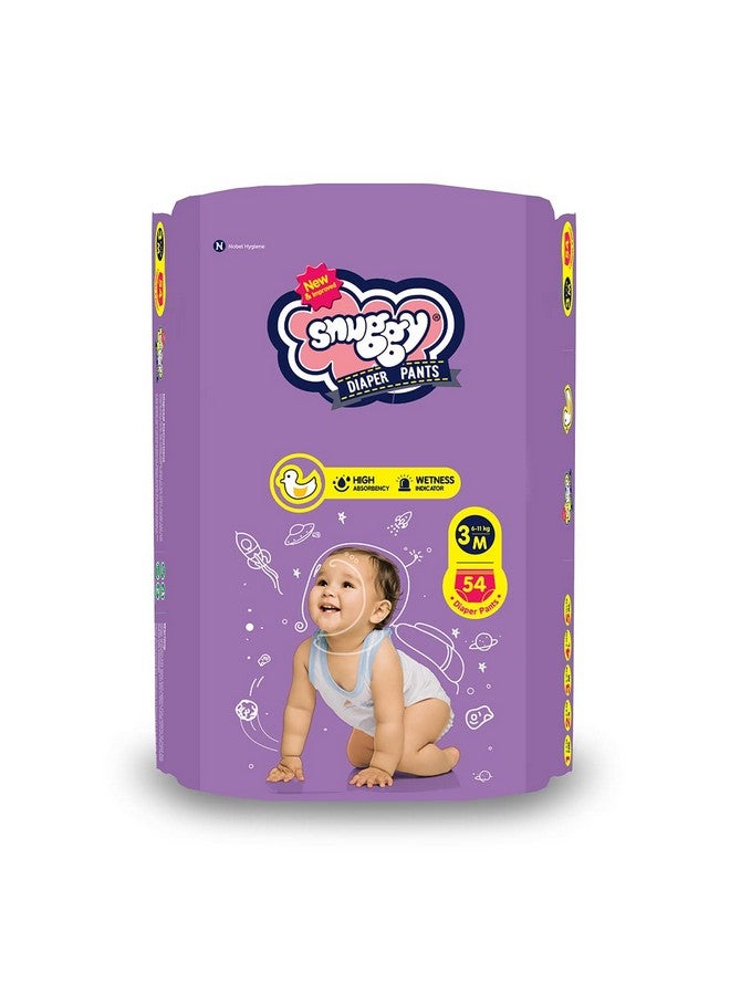 Snuggy Baby Diaper Pants Medium 54 Count (Pack of 1), 6-11 kgs, Rapid Absorption, Anti - Bacterial - Image 1