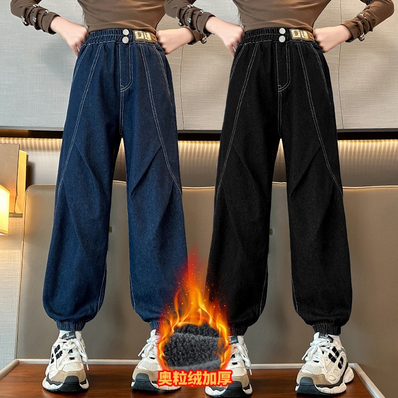 Girls Jeans Autumn Girls Fashion Western Style Casual Foot Pants Children'S Long Pants Trendy - Image 3
