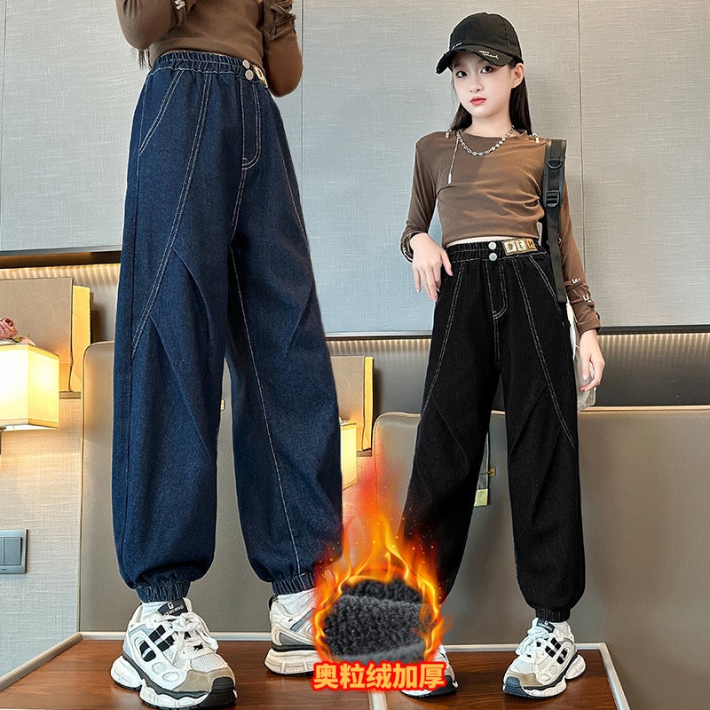 Girls Jeans Autumn Girls Fashion Western Style Casual Foot Pants Children'S Long Pants Trendy - Image 4