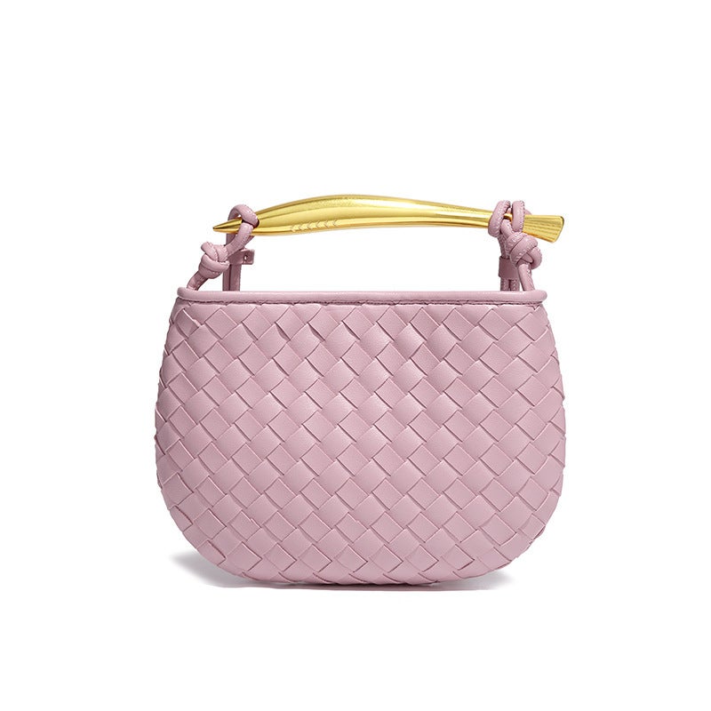 New PU Woven Mini Dumpling Crossbody Bag for Women B1679# lotus pollen 