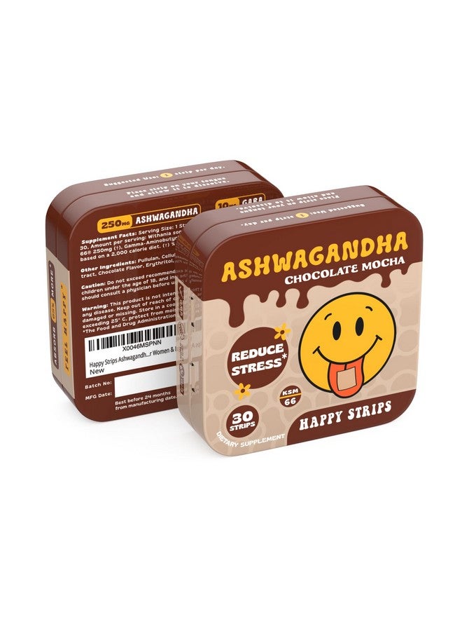 The Supplement Co Happy Strips Organic Ashwagandha KSM 66 & GABA for Stress Relief, Calmness, Sleep - Fast-Acting & Rapid-Dissolving, Chocolate Mocha Flavored, Organic, Vegan, Sugar-Free - 30 Count - Image 2