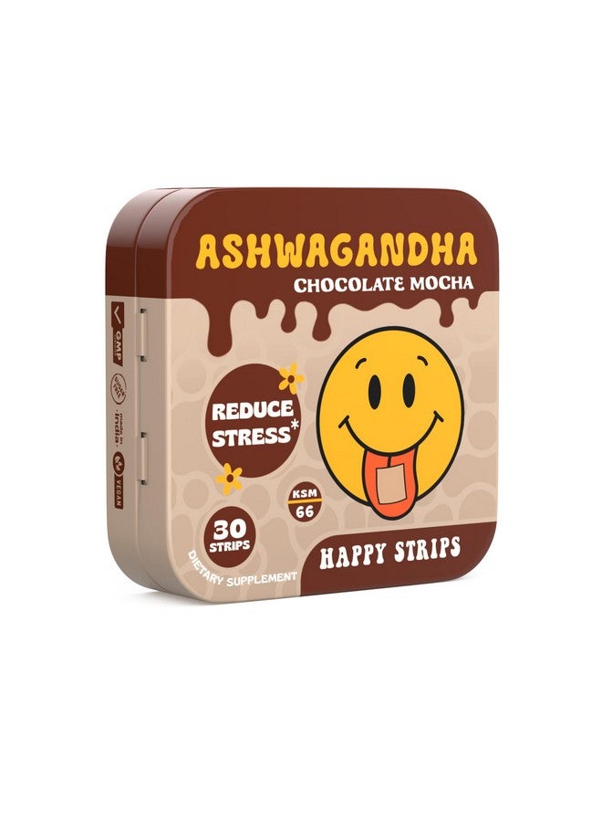 The Supplement Co Happy Strips Organic Ashwagandha KSM 66 & GABA for Stress Relief, Calmness, Sleep - Fast-Acting & Rapid-Dissolving, Chocolate Mocha Flavored, Organic, Vegan, Sugar-Free - 30 Count - Image 1