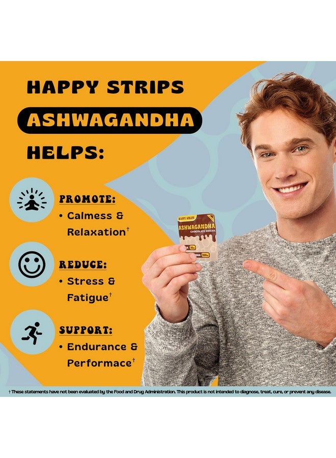 The Supplement Co Happy Strips Organic Ashwagandha KSM 66 & GABA for Stress Relief, Calmness, Sleep - Fast-Acting & Rapid-Dissolving, Chocolate Mocha Flavored, Organic, Vegan, Sugar-Free - 30 Count - Image 4