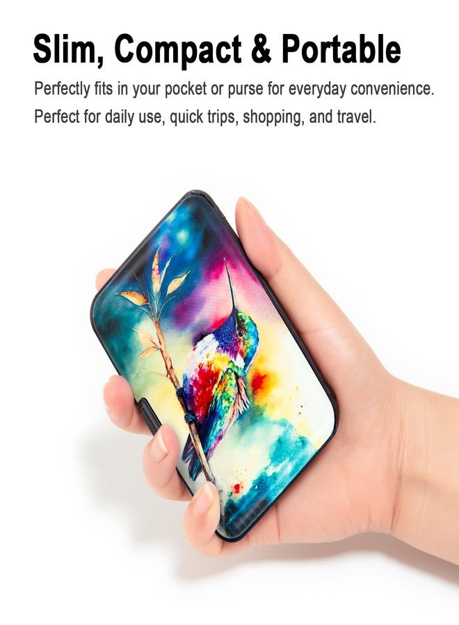 Kaabao Credit Card Holder for Women Men RFID Blocking Wallet Small Business Metal Slim Mini Aluminum Hard Case (Watercolor Painting Hummingbird) - Image 3