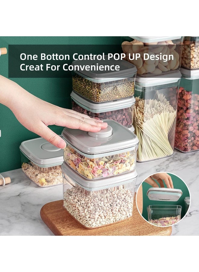 أنكو عبوات تخزين طعام Ankou الفاخرة المحكمة الإغلاق Qt Pop Up Food Formula مع أغطية، خالية من مادة BPA، قابلة للتكديس بزر واحد للقهوة والشاي والسكر البني والحبوب، عبوة من 3 قطع، سعة (1200 مل × 2 + 2700 مل × 1) - Image 5