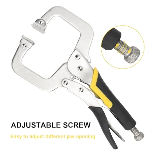 GENHAKON 4 Pack 11 Inch C Clamp Locking Pliers,Locking C Clamp, Adjustable Nickel Plated C Pliers For Wood Working, Welding, Electrician Maintenance and more, by GENHAKON, Silvery - Image 3