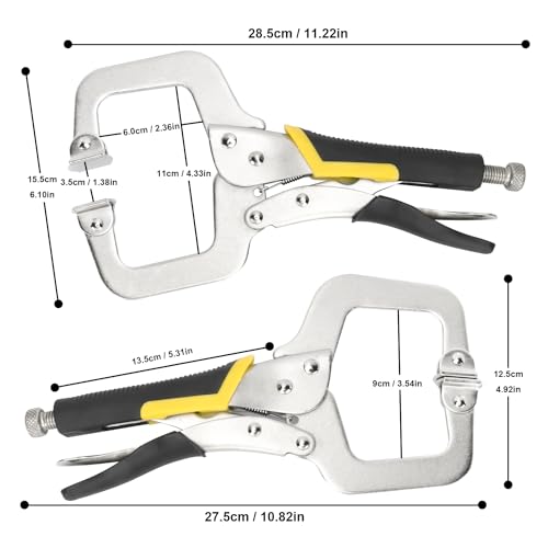 GENHAKON 4 Pack 11 Inch C Clamp Locking Pliers,Locking C Clamp, Adjustable Nickel Plated C Pliers For Wood Working, Welding, Electrician Maintenance and more, by GENHAKON, Silvery - Image 2