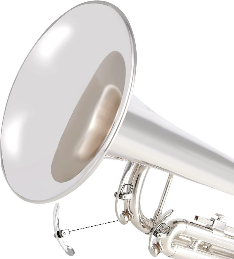 EASTROCK Bb Trumpet Standard Trumpet Set with Carrying Case, Gloves, 7C Mouthpiece, Tuning Rod (Silver) - Image 3