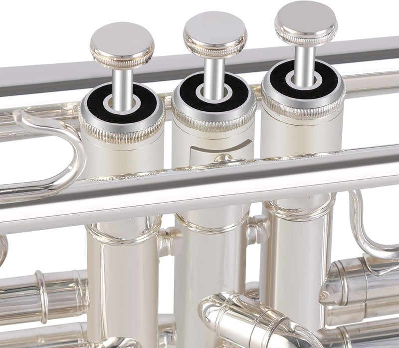 EASTROCK Bb Trumpet Standard Trumpet Set with Carrying Case, Gloves, 7C Mouthpiece, Tuning Rod (Silver) - Image 2