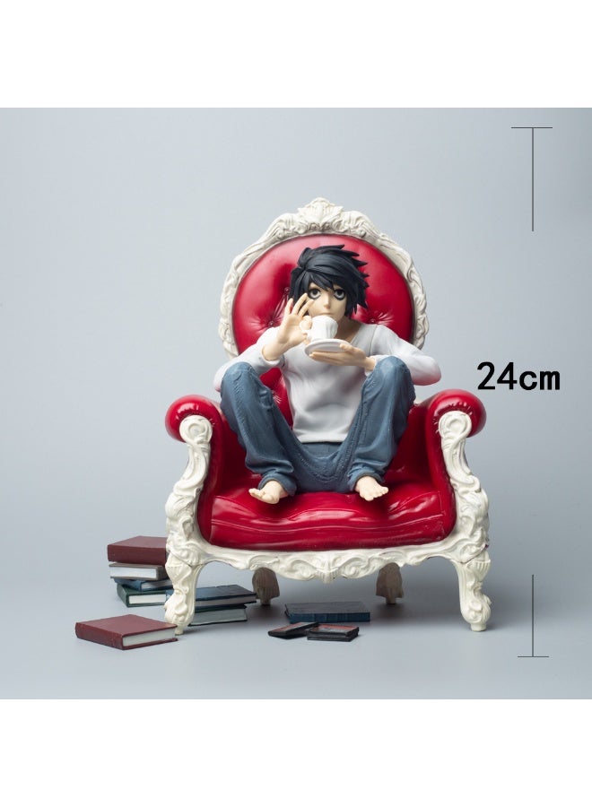 general Death Note L Drinking coffee, hand-made ornaments, statues, hand-made desktop models, gifts for family and friends - Image 5